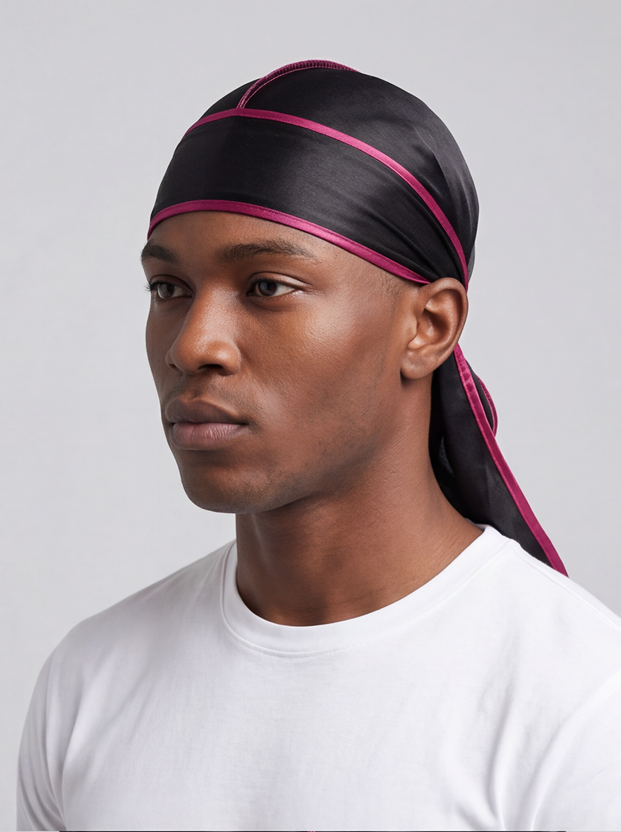 Black & Red Satin Durag
