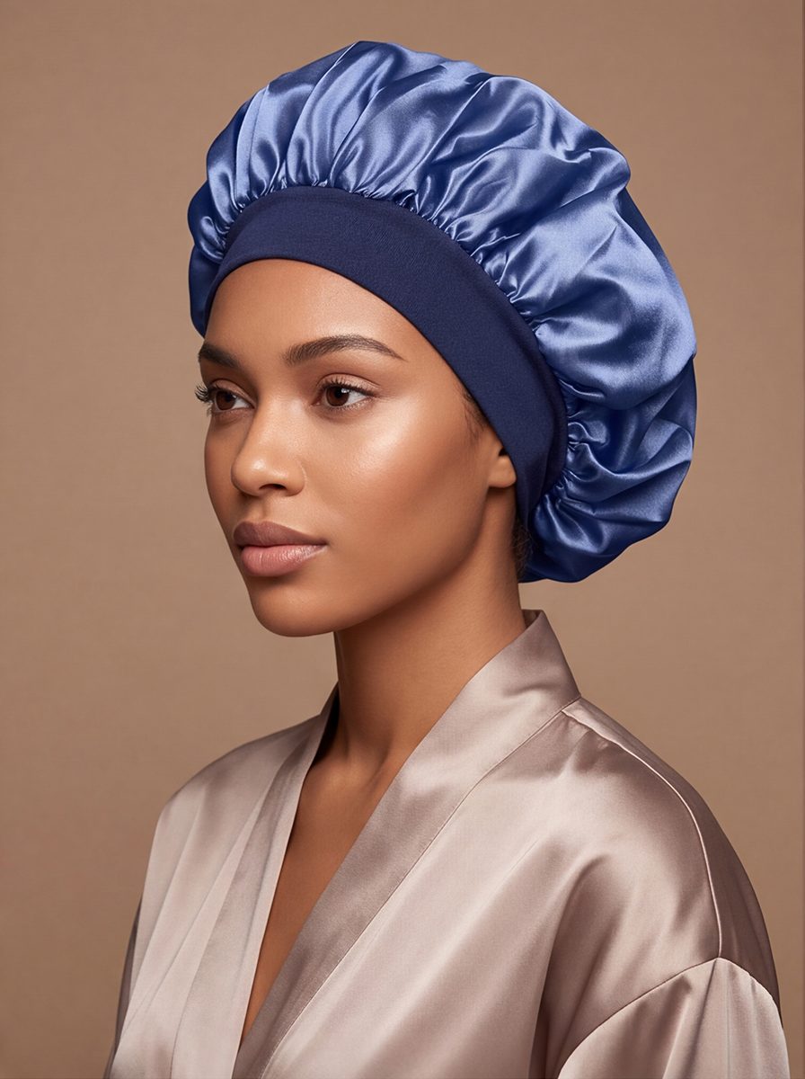 Blue Satin Bonnet