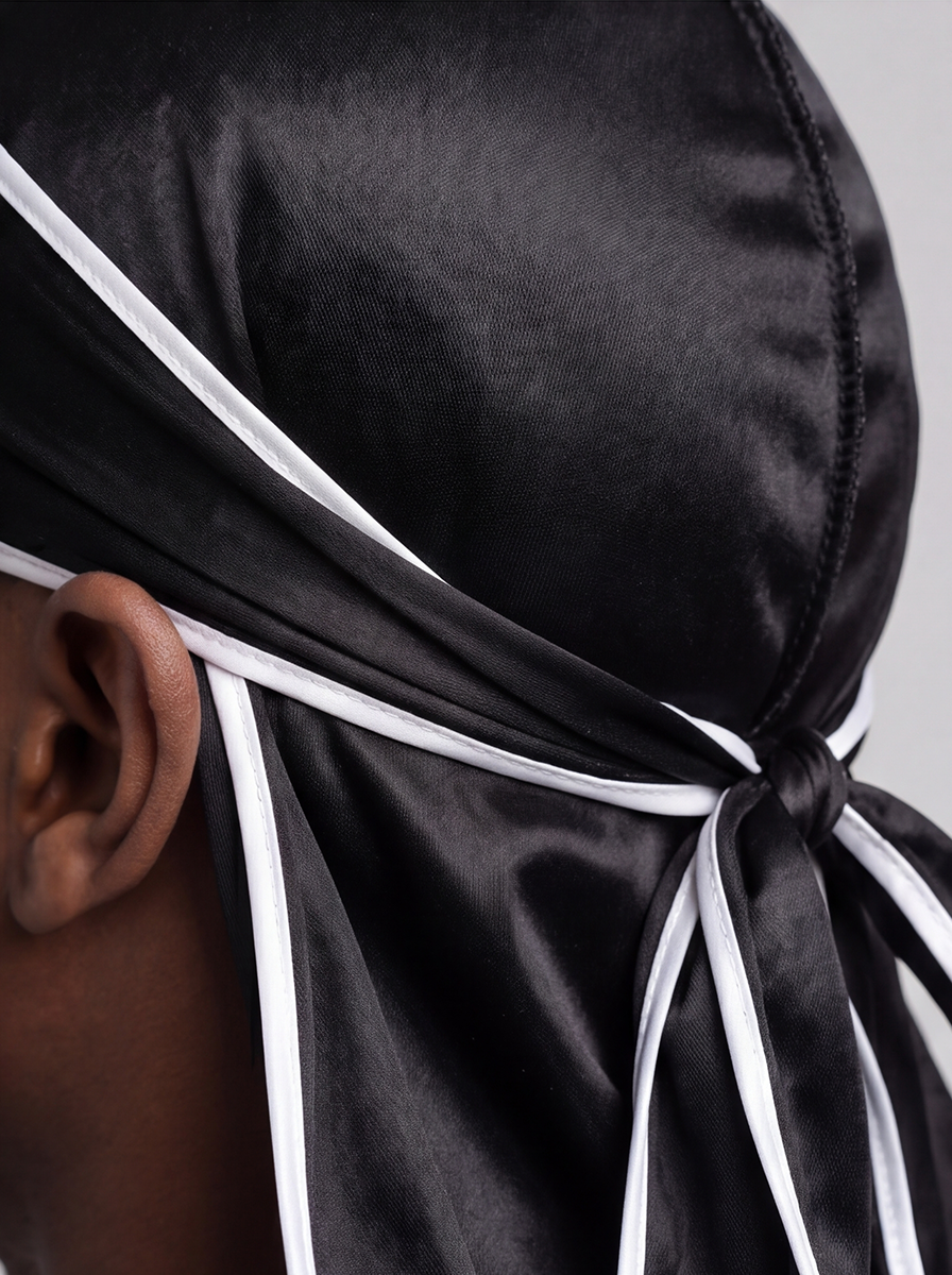 Black & White Satin Durag