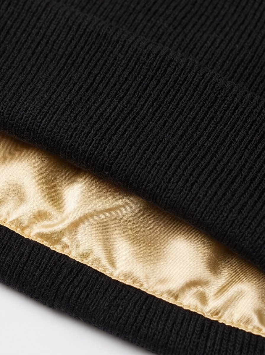Black Satin Lined Beanie