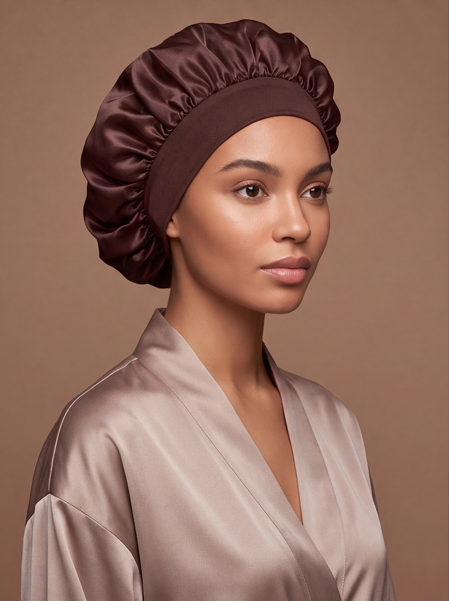 Brown Satin Bonnet