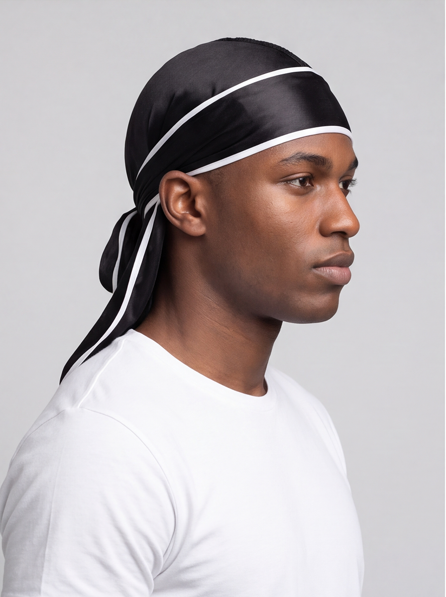 Black & White Satin Durag